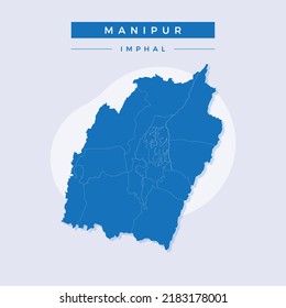 National map of Manipur, Manipur map vector, illustration vector of Manipur Map.