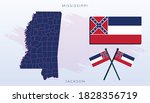 National map of Mississippi, Vector flag of Mississippi, Mississippi map, illustration flag size vector of Mississippi.