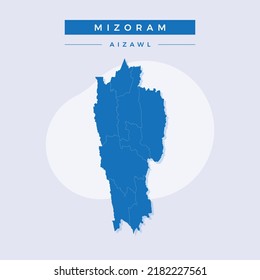 Mapa nacional de Mizoram, Mizoram, vector del mapa, ilustración del Mizoram Map.