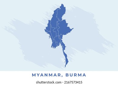 National map of Myanmar, Burma, Myanmar, Burma map vector, illustration vector of Myanmar, Burma Map.
