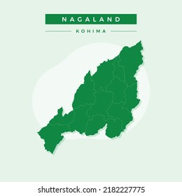 Mapa nacional de Nagaland, vector del mapa de Nagaland, vector de ilustración del Mapa de Nagaland.