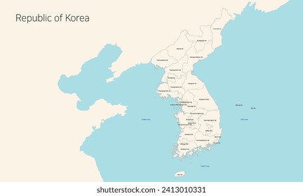 National map of north and south korea