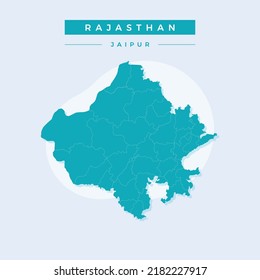 National map of Rajasthan, Rajasthan map vector, illustration vector of Rajasthan Map.