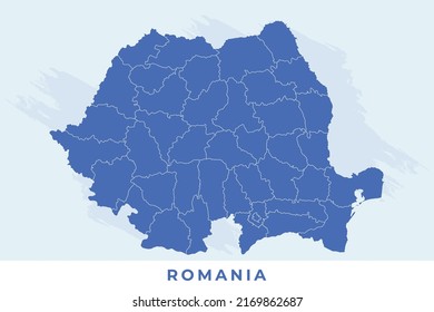 Mapa nacional de Rumania, Mapa vectorial de Rumania, vector de ilustración del Mapa de Rumania.