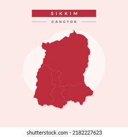 Mapa nacional de Sikkim, vector del mapa Sikkim, vector de ilustración del Mapa Sikkim.