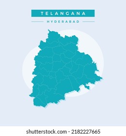 National map of Telangana, Telangana map vector, illustration vector of Telangana Map.