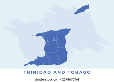 Mapa nacional de Trinidad y Tabago, Mapa vectorial de Trinidad y Tobago, vector de ilustración del Mapa de Trinidad y Tobago.
