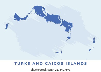 Mapa nacional de las Islas Turcas y Caicos, vectores cartográficos de las Islas Turcas y Caicos, vectores ilustrativos del Mapa de las Islas Turcas y Caicos.