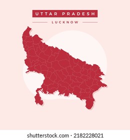 National map of Uttar Pradesh, Uttar Pradesh map vector, illustration vector of Uttar Pradesh Map.