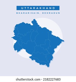 National map of Uttarakhand, Uttarakhand map vector, illustration vector of Uttarakhand Map.