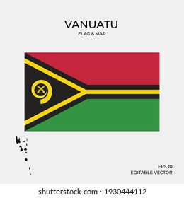 Nationalmapa und Flagge von Vanuatu, Illustration