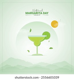 National Margarita Day creative ads design. Margarita Day, Feb 22, vector 3d illustration