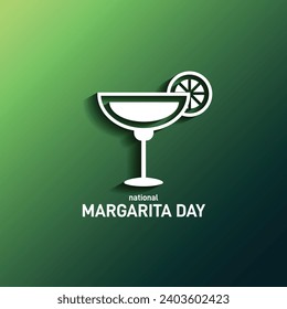 National Margarita Day. Margarita drink on green background. 