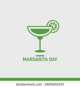 National Margarita Day. Margarita drink on green background. 