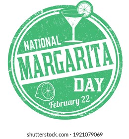 National margarita day grunge rubber stamp on white background, vector illustration