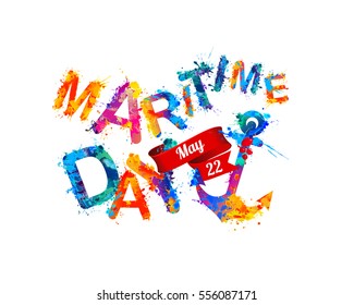  National Maritime Day card with anchor. Splash paint