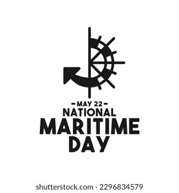 National Maritime Day design vector on white background. May 22. Ship wheel and anchor icon. Flat design vector. Poster, banner, card, background. Eps 10.