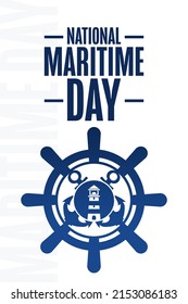 National Maritime Day. Holiday concept. Template for background, banner, card, poster with text inscription. Vector EPS10 illustration