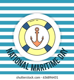 National Maritime Day. Suitable for banner, poster, greeting card, mug, shirt, template and print advertising. Vector Illustration
