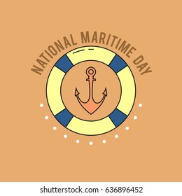 National Maritime Day. Suitable for banner, poster, greeting card, mug, shirt, template and print advertising. Vector Illustration
