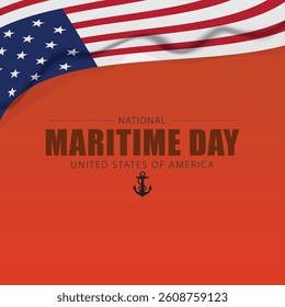 National Maritime Day USA Vector Design with American Flag and Anchor Symbol