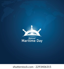 National Maritime Day. Maritime day vector illustration with ship wheel or steering. World Maritime Day focuses on the importance of shipping safety.