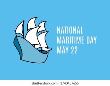 National Maritime Day vector. Old sailing ship vector. Sailing Boat vector icon. Boat icon vector. Maritime Day Poster, May 22. Important day