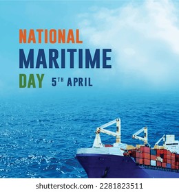 National Maritime Day Vector Template Design Cargo, Import Export, Sea
