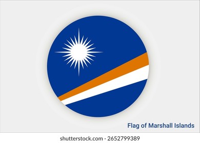 Bandeira nacional das Ilhas Marshall.  Bandeira detalhada das Ilhas Marshall. Oceânia. Ilustração em 3D.