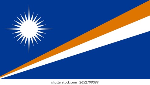 Bandeira nacional das Ilhas Marshall.  Bandeira detalhada das Ilhas Marshall. Oceânia. Ilustração em 3D.