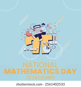 National Mathematics Day. International Day of Mathematics, vector illustration, flyer, banner, social media post, poster, typography, icons, colors, research, math, Festive concept, backdrop,Template