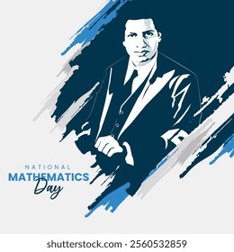 National Mathematics Day, Srinivasa Ramanujan Aiyangar an Indian mathematician vector illustration post creative