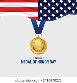 National Medal of Honor Day. Medal of Honor Day creative concept. American flag vector illustration. 