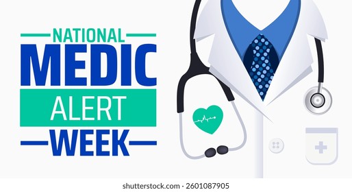 National Medic Alert Week background banner or poster design template. observed every year in  April. Holiday concept. Use to any Template, card, poster, placard, template.