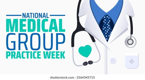 National Medical Group Practice Week  background banner or poster design template. observed every year in January. Holiday concept. Use to any Template, card, poster, placard, template.