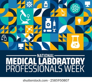 National Medical Laboratory Professionals Week background banner or poster design template. observed every year in March. Holiday concept. Use to any Template, card, poster, placard, template.