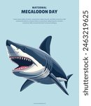 National Megalodon Day background. Vector illustration.