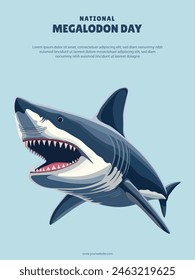 National Megalodon Day background. Vector illustration.