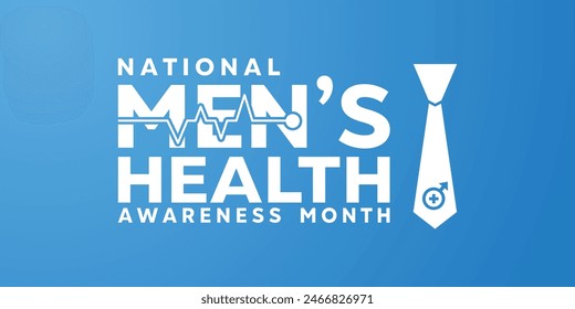 National Mens Health Awareness Month.  Great for cards, banners, posters, social media and more. Blue background. 