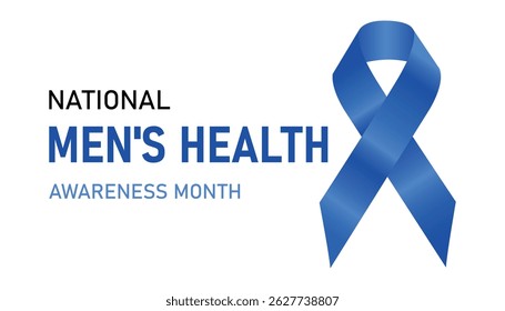 National Men's Health Awareness Month. Blue Ribbon. Holiday concept. June is Men's Health Month celebrations. Template for background, banner, card, poster with text inscription. Vector banner. Eps10 