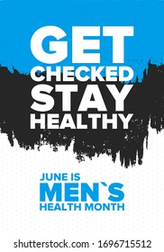 National Men's Health Month in June. Health education program. Celebrated annual in United States. Medical concept. Care and health. Poster, card, banner and background. Vector illustration