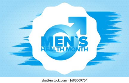 National Men's Health Month in June. Health education program. Celebrated annual in United States. Medical concept. Care and health. Poster, card, banner and background. Vector illustration