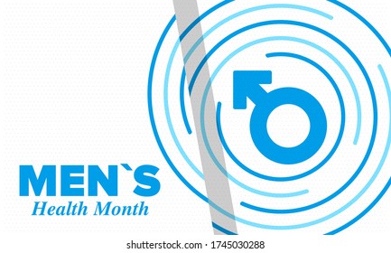 National Men's Health Month in June. Health education program. Celebrated annual in United States. Medical concept. Care and health. Poster, card, banner and background. Vector illustration