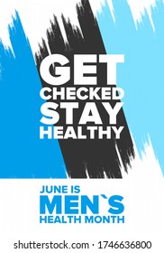 National Men's Health Month in June. Health education program. Celebrated annual in United States. Medical concept. Care and health. Poster, card, banner and background. Vector illustration