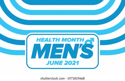 National Men's Health Month in June. Health education program. Celebrated annual in United States. Medical concept. Poster, card, banner and background. Vector illustration