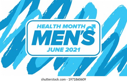 National Men's Health Month in June. Health education program. Celebrated annual in United States. Medical concept. Poster, card, banner and background. Vector illustration