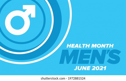 National Men's Health Month in June. Health education program. Celebrated annual in United States. Medical concept. Poster, card, banner and background. Vector illustration