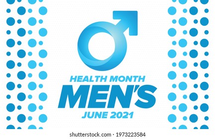 National Men's Health Month in June. Health education program. Celebrated annual in United States. Medical concept. Poster, card, banner and background. Vector illustration