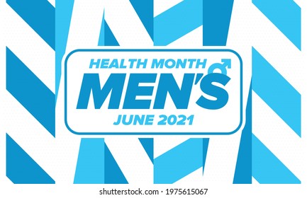 National Men's Health Month in June. Health education program. Celebrated annual in United States. Medical concept. Poster, card, banner and background. Vector illustration