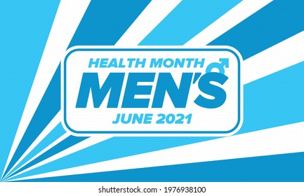 National Men's Health Month in June. Health education program. Celebrated annual in United States. Medical concept. Poster, card, banner and background. Vector illustration